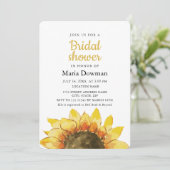 黄色い素朴なひまわり。国のブライダルシャワー 招待状 (スタンド正面)