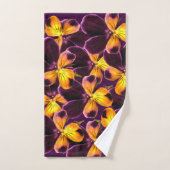 黄色い紫色の花の抽象芸術パターンBathタオル バスタオルセット (ハンドタオル)