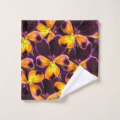 黄色い紫色の花の抽象芸術パターンBathタオル バスタオルセット (ウォッシュタオル)