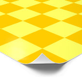 黄色い組合せのクラシックのチェッカーボード ポスター (コーナー)