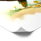 黄色い絵を描筋の若い黄色い黄色の黄色い茎のデジタル ポスター (角)