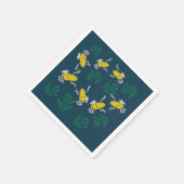 黄色い緑のカエルのパターン スタンダードカクテルナプキン (角)