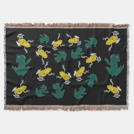 黄色い緑のカエルのパターン スローブランケット