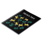 黄色い緑のカエルのパターン ノートブック (左側)