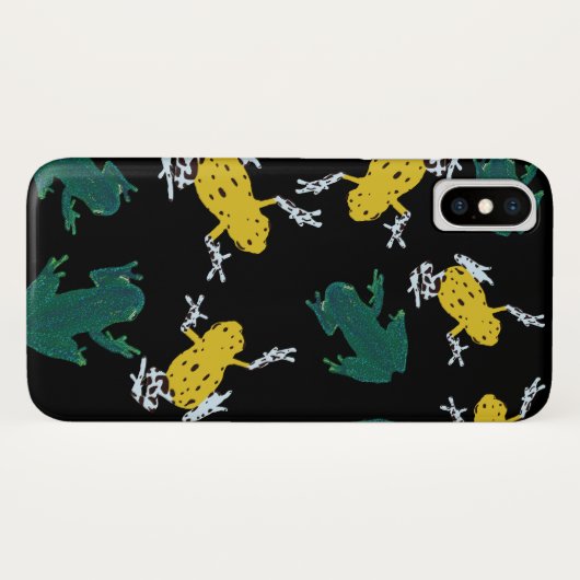 黄色い緑のカエルのパターン Case-Mate iPhoneケース (裏面(横))