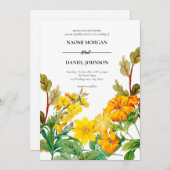 黄色い緑のカラフル野花 招待状 (正面/裏面)