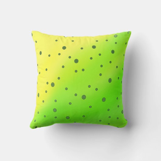 黄色い緑の点 クッション (裏面)