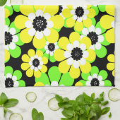 黄色い緑の花 キッチンタオル (折り畳み)