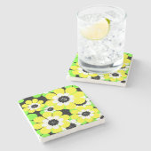 黄色い緑の花 ストーンコースター (横)