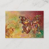 黄色い緑の赤茶色の金ゴールドの蝶 名刺 (裏面)