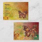 黄色い緑の赤茶色の金ゴールドの蝶 名刺 (正面/裏面)