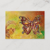 黄色い緑の赤茶色の金ゴールドの蝶 名刺 (裏面)