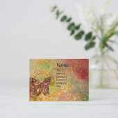 黄色い緑の赤茶色の金ゴールドの蝶 名刺 (スタンド正面)