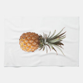 黄色い緑淡い色ののおいしいパイナップル模様 キッチンタオル