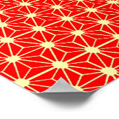 黄色い線を持つ赤い星模様 ポスター (角)