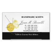 黄色い編み物のかぎ針編みヤーンの技術の芸術家 マグネット名刺 (正面)