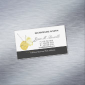 黄色い編み物のかぎ針編みヤーンの技術の芸術家 マグネット名刺 (インサイチュ)