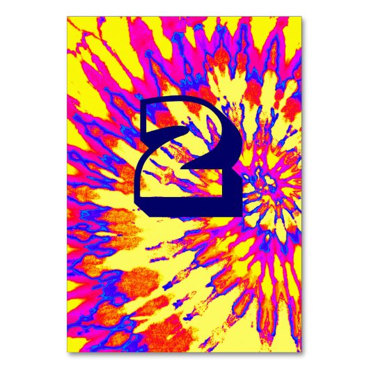 黄色い緩和曲線結婚絞り染めの表2 テーブルナンバー (正面)