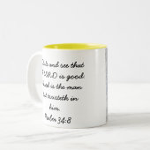 黄色い美しい、Oの好みはおよび主が…あることを見ます ツートーンマグカップ (正面左)