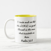 黄色い美しい、Oの好みはおよび主が…あることを見ます ツートーンマグカップ (左)