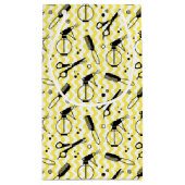 黄色い美容院用具パターン スモールペーパーバッグ (裏面)