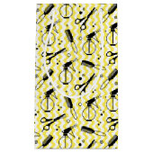 黄色い美容院用具パターン スモールペーパーバッグ (正面)