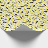 黄色い美容院用具パターン ラッピングペーパー (角)