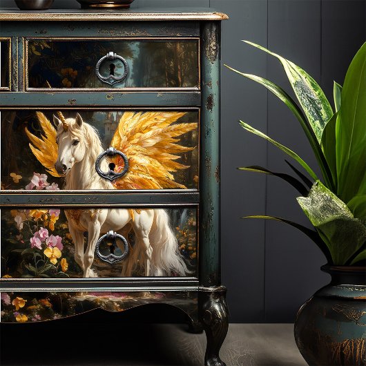 黄色い羽毛の妖精の馬のデカップクラフト 薄葉紙