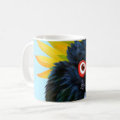 黄色い羽毛の黒いオウム コーヒーマグカップ (正面左)