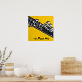 黄色い背景にオボエのポスター ポスター (キッチン)