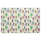 黄色い背景に可愛いカラフルロボット ファブリック (ヤード)