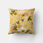 黄色い背景に美しい庭の花。海 クッション (裏面)