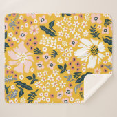 黄色い背景に美しい庭の花。海 シェルパブランケット (正面(横))