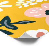 黄色い背景に美しい庭の花。海 ポスター (角)