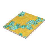 黄色い背景に青い花 タイル (側面)