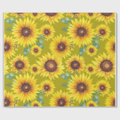 黄色い背景のひまわり ラッピングペーパー (フラット)