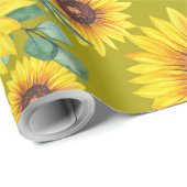 黄色い背景のひまわり ラッピングペーパー (ロールコーナー)