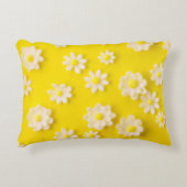 黄色い背景のデイジー アクセントクッション (正面)