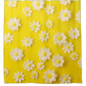 黄色い背景のデイジー シャワーカーテン (正面)