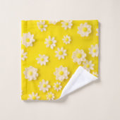 黄色い背景のデイジー バスタオルセット (ウォッシュタオル)