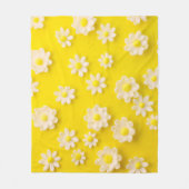黄色い背景のデイジー フリースブランケット (正面)