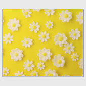 黄色い背景のデイジー ラッピングペーパー (フラット)