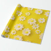 黄色い背景のデイジー ラッピングペーパー (アンロールド)