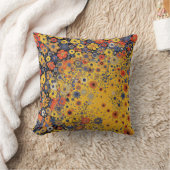 黄色い背景のワイルドフラワー クッション (ブランケット)