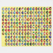 黄色い背景の世界の旗 フリースブランケット (正面(横))