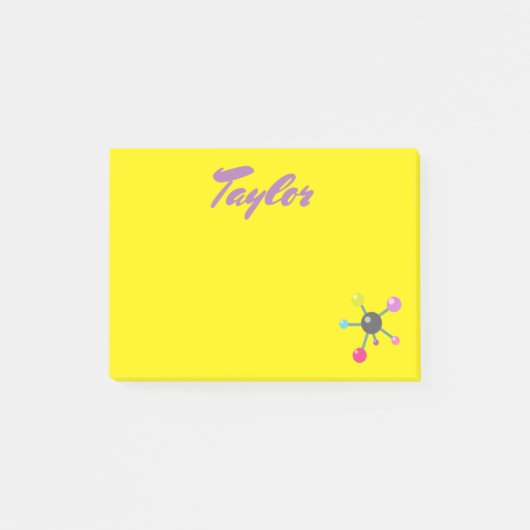 黄色い背景の原子 ポストイット (正面)