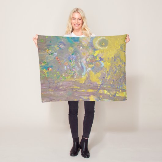 黄色い背景の木々，リドン フリースブランケット (インサイチュ)