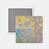 黄色い背景の木々,リドン マグネット (正面/裏面)