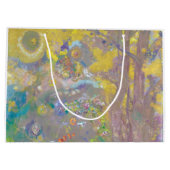 黄色い背景の木々，リドン ラージペーパーバッグ (裏面)