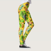 黄色い背景の果実パターン レギンス (右)